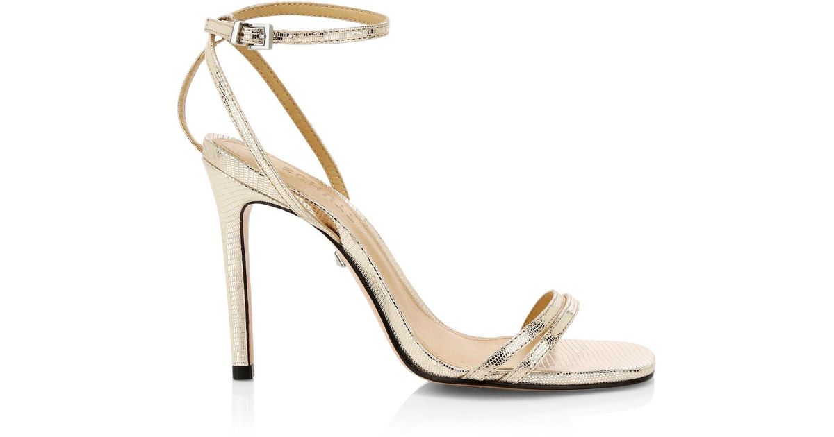 Schutz Altina Metallic Lizard-embossed Leather Sandals - Lyst