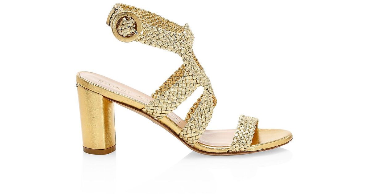 stuart weitzman sierra woven leather flat sandals