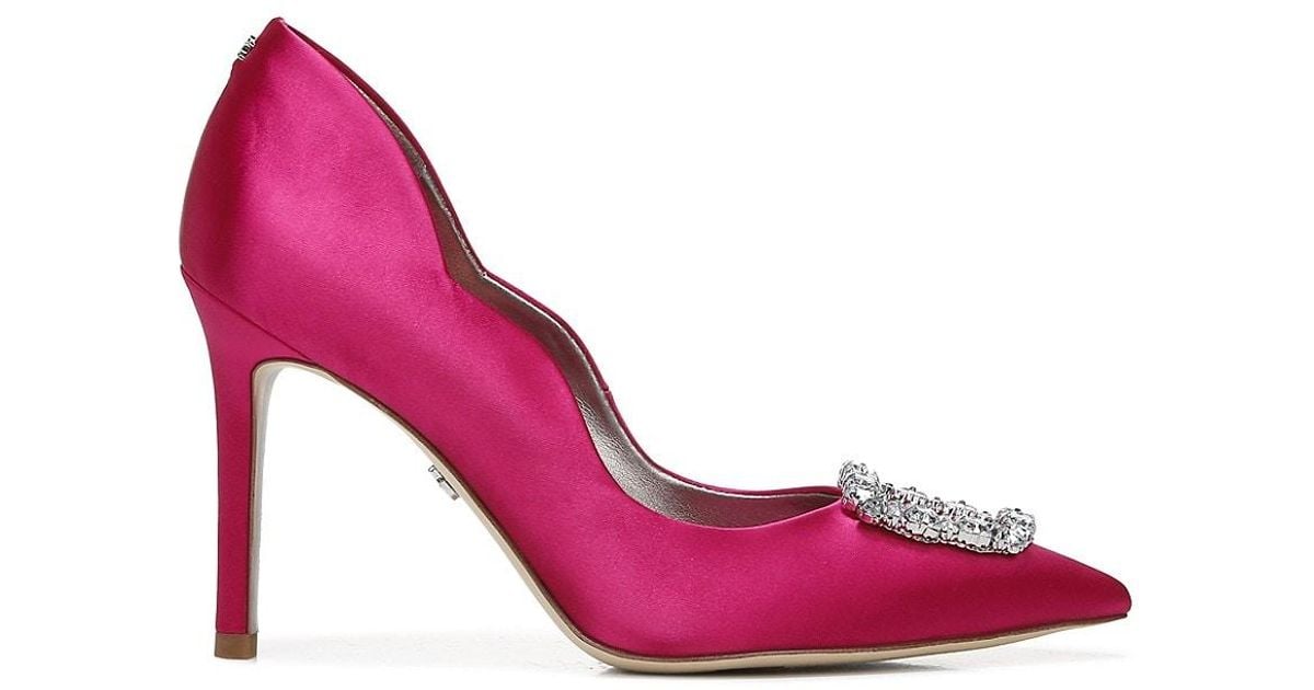 Sam Edelman Harriett Crystal Accent Leather Stiletto Heels in Pink | Lyst