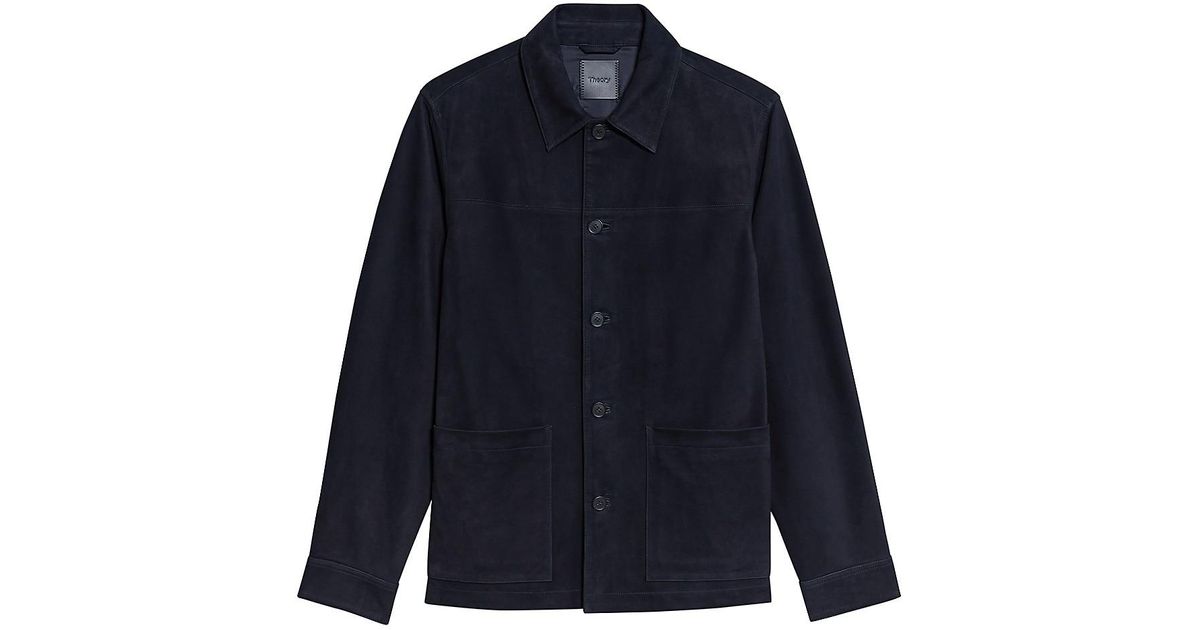 Theory Selk Suede Chore Jacket in Blue for Men | Lyst