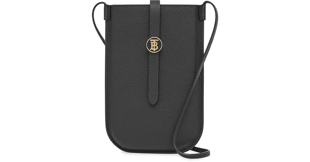 Burberry Anne Leather Crossbody Phone Case in Black | Lyst