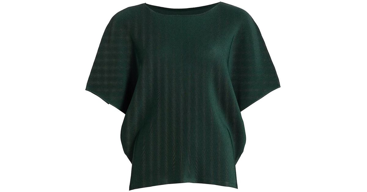 Pleats Please Issey Miyake Mist August Pleated Top in Green | Lyst