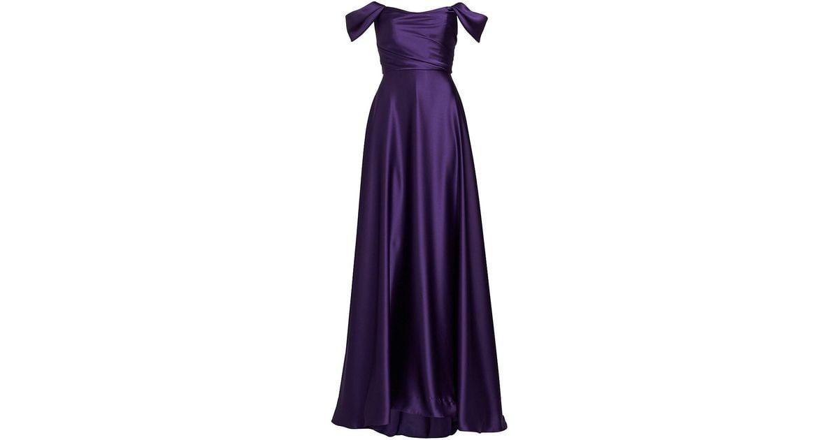 Amsale draped off-the-shoulder gown