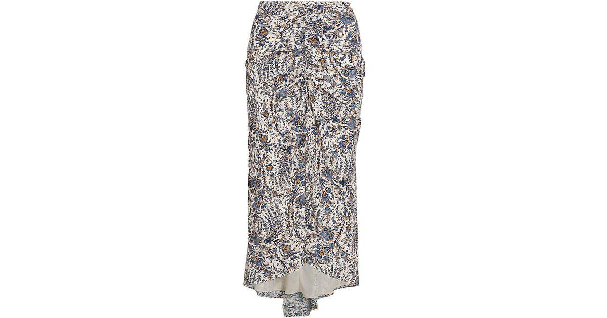 Veronica Beard Pixie Floral Stretch Silk High-low Midi-skirt in White ...
