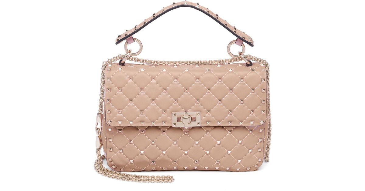 Valentino Medium Rockstud Spike Leather Shoulder Bag in Pink Lyst