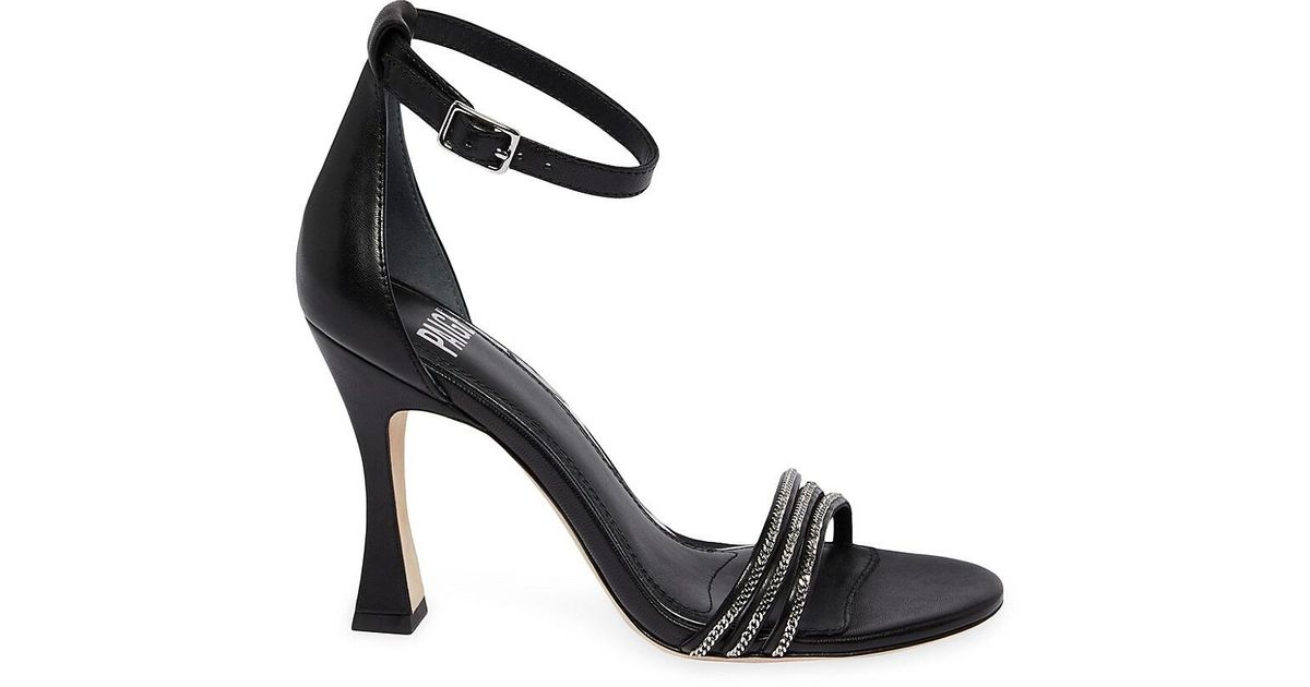 PAIGE Nia Leather Anklestrap Sandals in Black Lyst