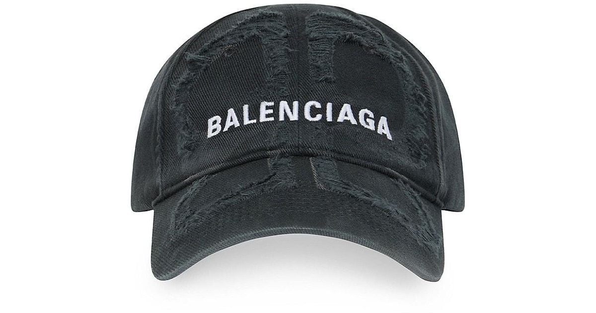 Balenciaga Bb Laser Destroyed Cap in Black for Men | Lyst