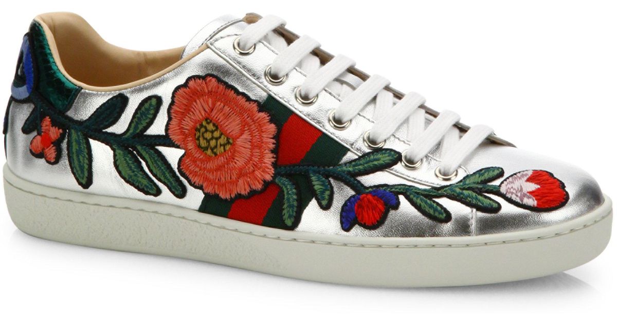 gucci sneakers floral embroidery