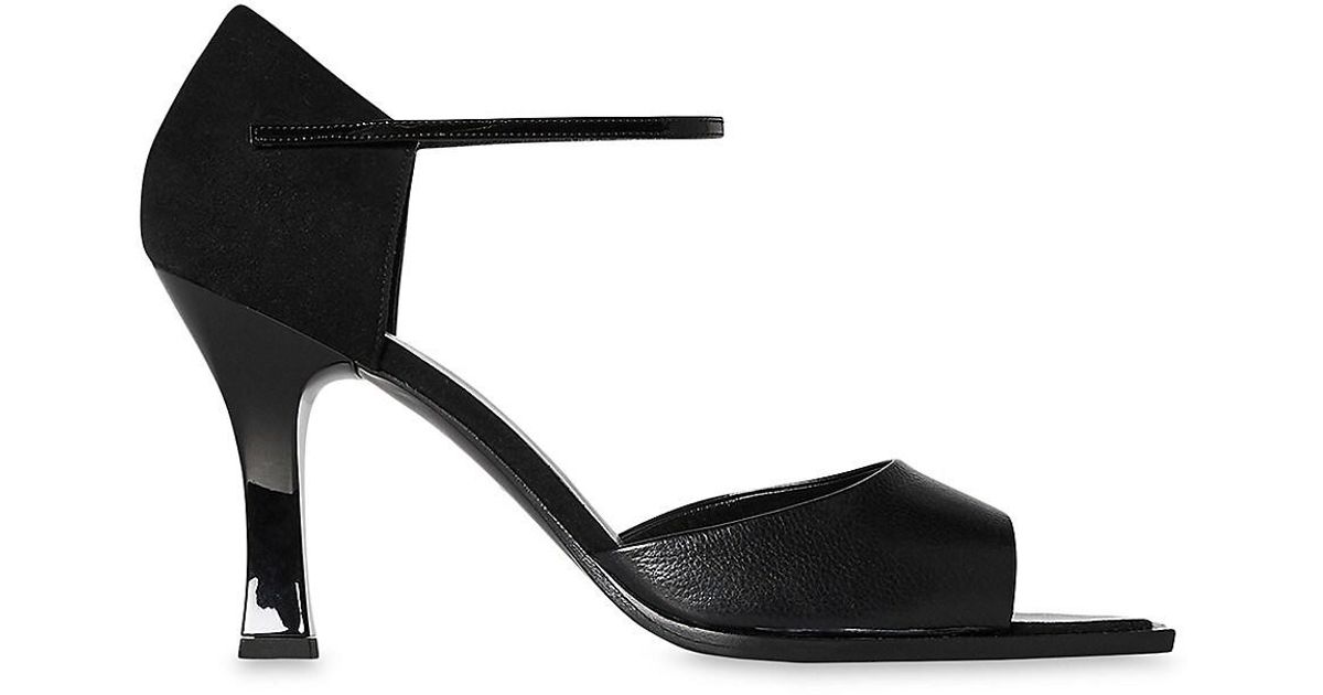 The Row Mj Leather Ankle-strap Sandals in Black | Lyst
