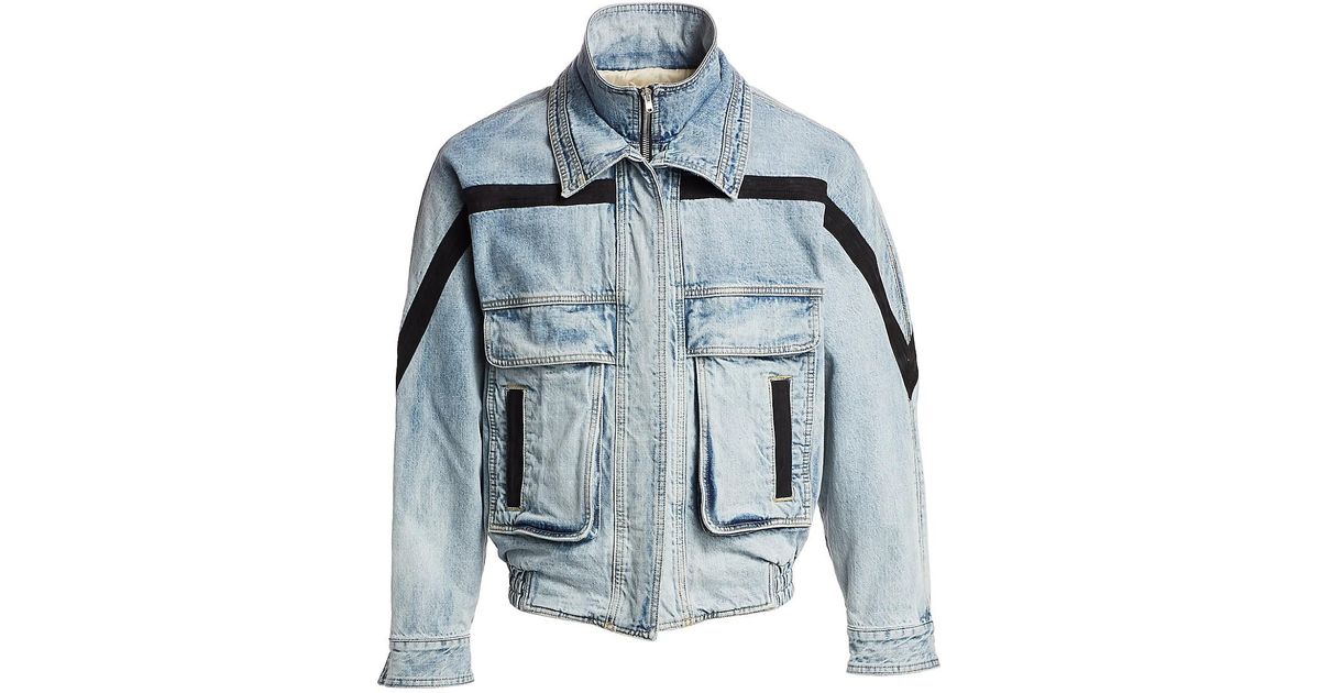 Acid-washed Denim Bomber Jacket 