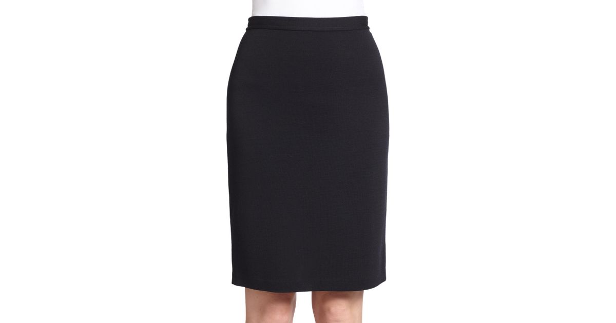 St. John Wool Caviar Collection Milano Knit Pencil Skirt in Black Lyst