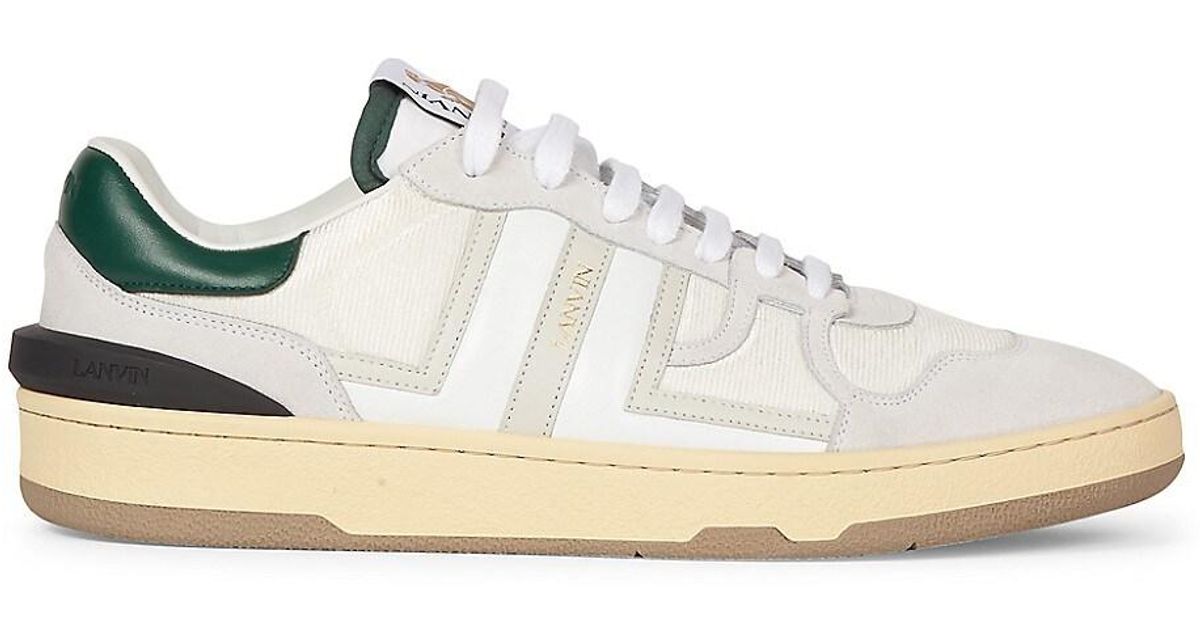 Lanvin Clay Leather & Suede Low-top Sneakers in White for Men | Lyst