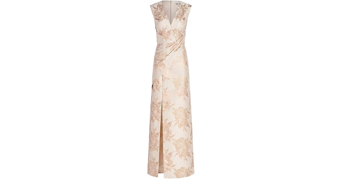Kay Unger Donna Floral Jacquard Column Gown in Natural | Lyst