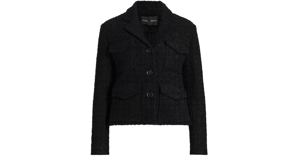 Proenza Schouler Terry Tweed Jacket in Black | Lyst