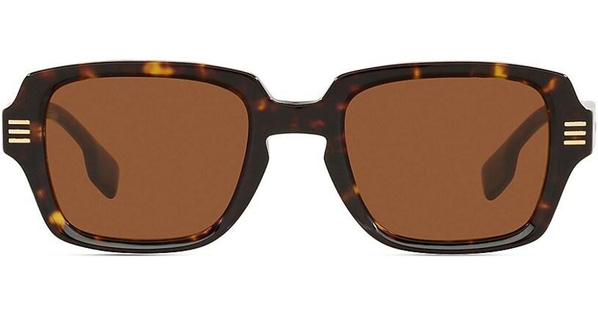 Burberry Be4349 51mm Rectangle Sunglasses in Brown for Men Lyst