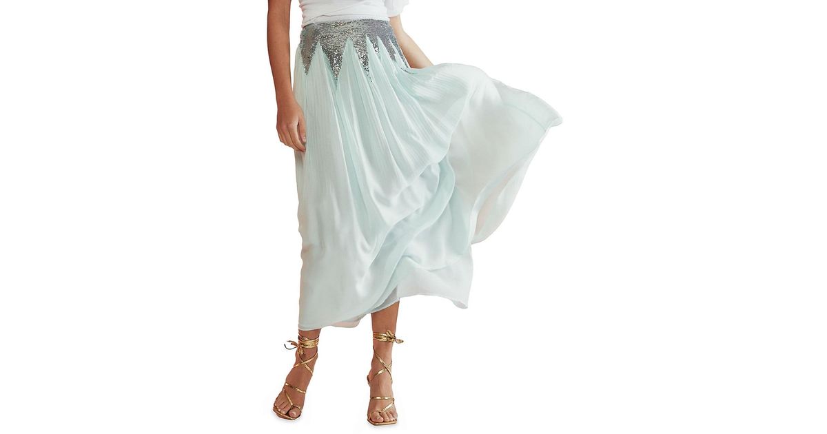 Cynthia Rowley Starburst Sequin-embellished Silk Maxi Skirt in Blue | Lyst