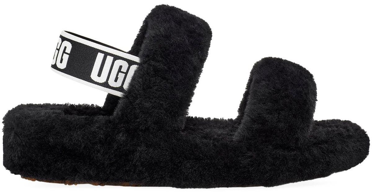 UGG Fur Oh Yeah Sheepskin Slingback Slippers in Black - Save 1% - Lyst