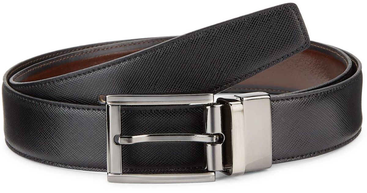 Saks Fifth Avenue Collection Reversible Leather Belt in Black Brown ...