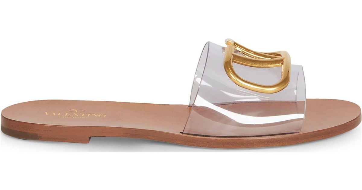 Valentino Synthetic Transparent Logo Slide Sandals | Lyst