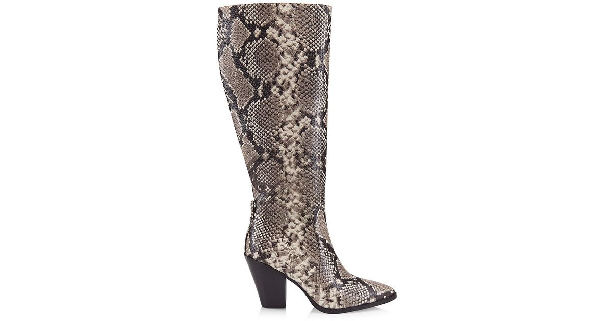 MICHAEL Michael Kors Dover Snake-embossed Heeled Tall Boots | Lyst