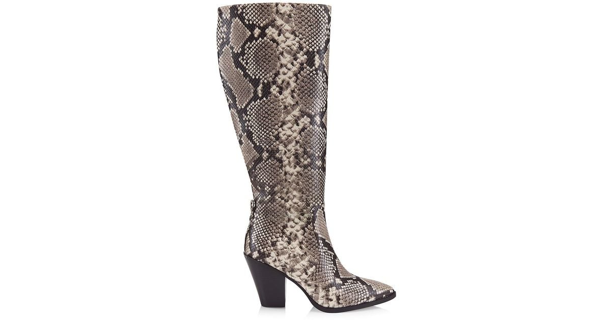 MICHAEL Michael Kors Dover Snakeembossed Heeled Tall Boots Lyst