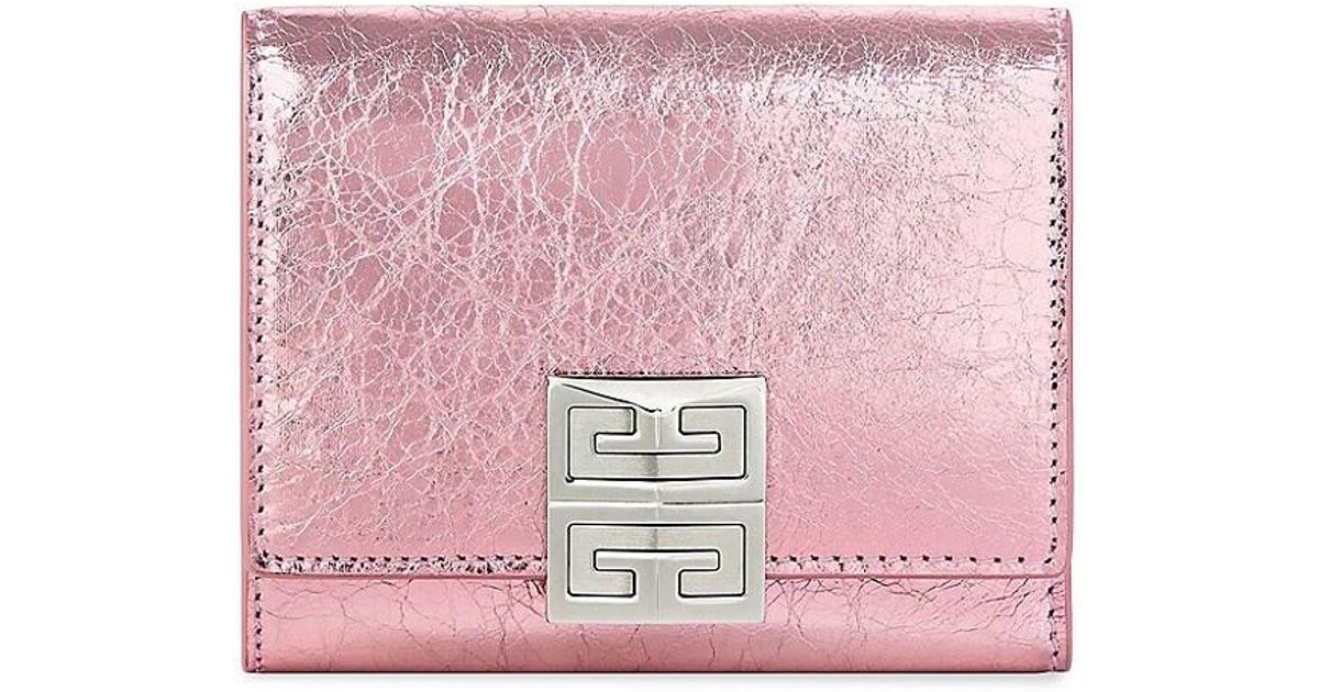 Givenchy 4g Trifold Wallet In Laminated Leather in Pink | Lyst