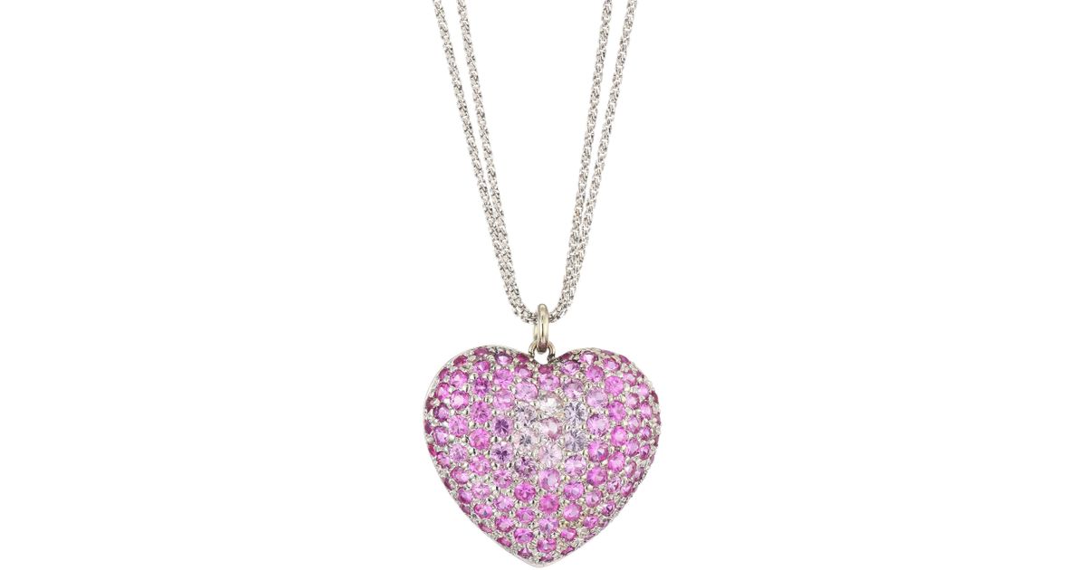 Sparkling Pink Sapphire Necklace Heart Pendant Women Jewelry 14K Rose Gold Plate