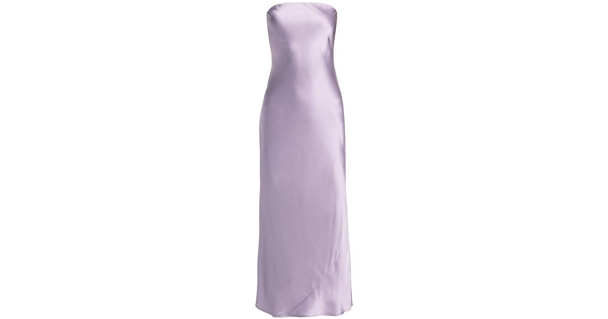 Reformation Joana Silk Strapless Slip Mididress in Purple Lyst
