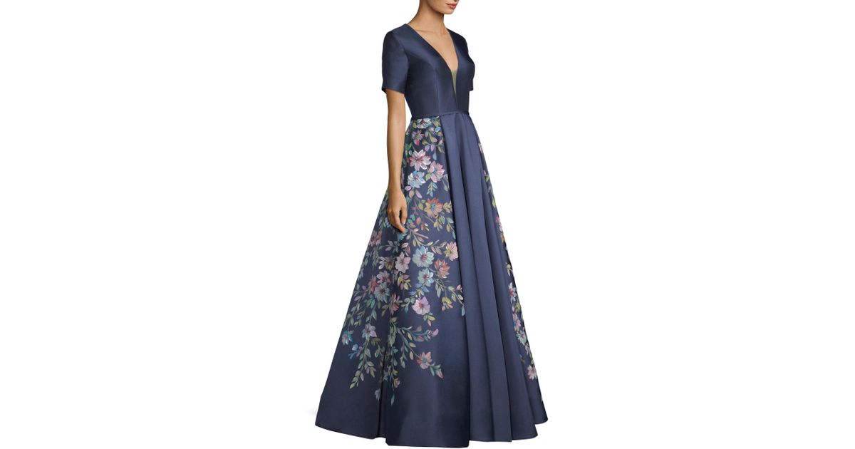 basix black label hand painted floral gown