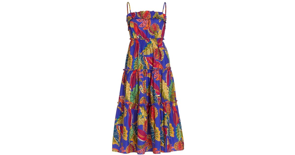 FARM Rio Cotton Beaks Bananas Midi Dress In Blue Lyst