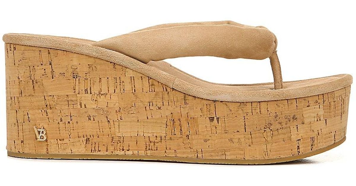 Veronica Beard Geno Cork Wedge Sandals in Natural | Lyst