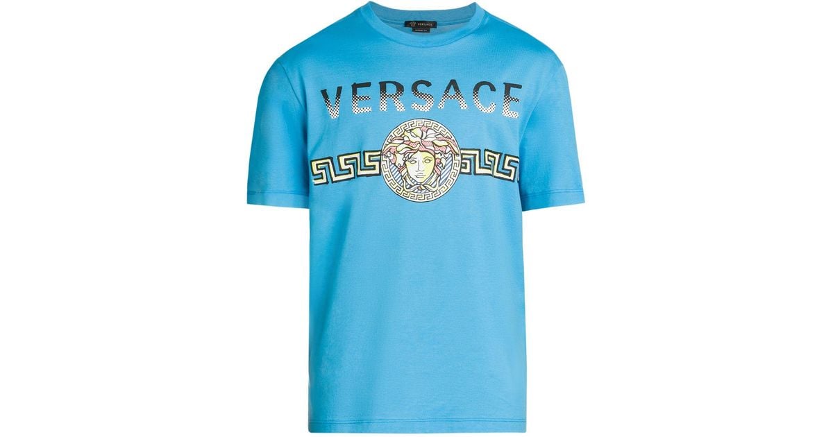 Versace Cotton Graphic Tshirt in Turquoise (Blue) for Men Lyst