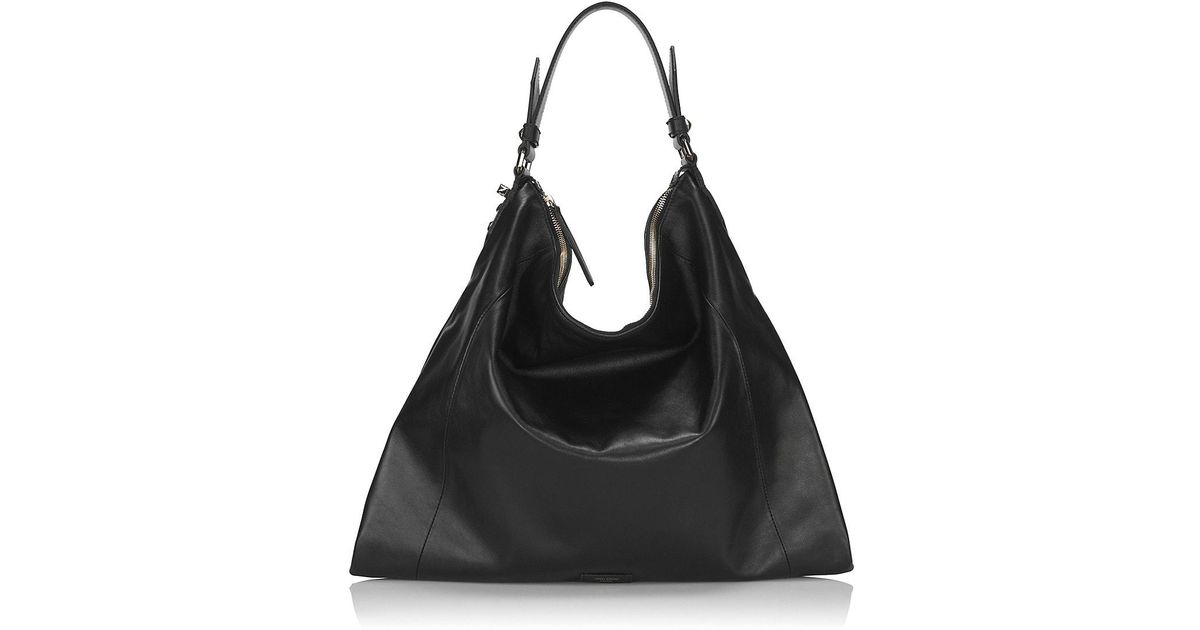 Jimmy Choo Ana Leather Hobo Bag in Black | Lyst