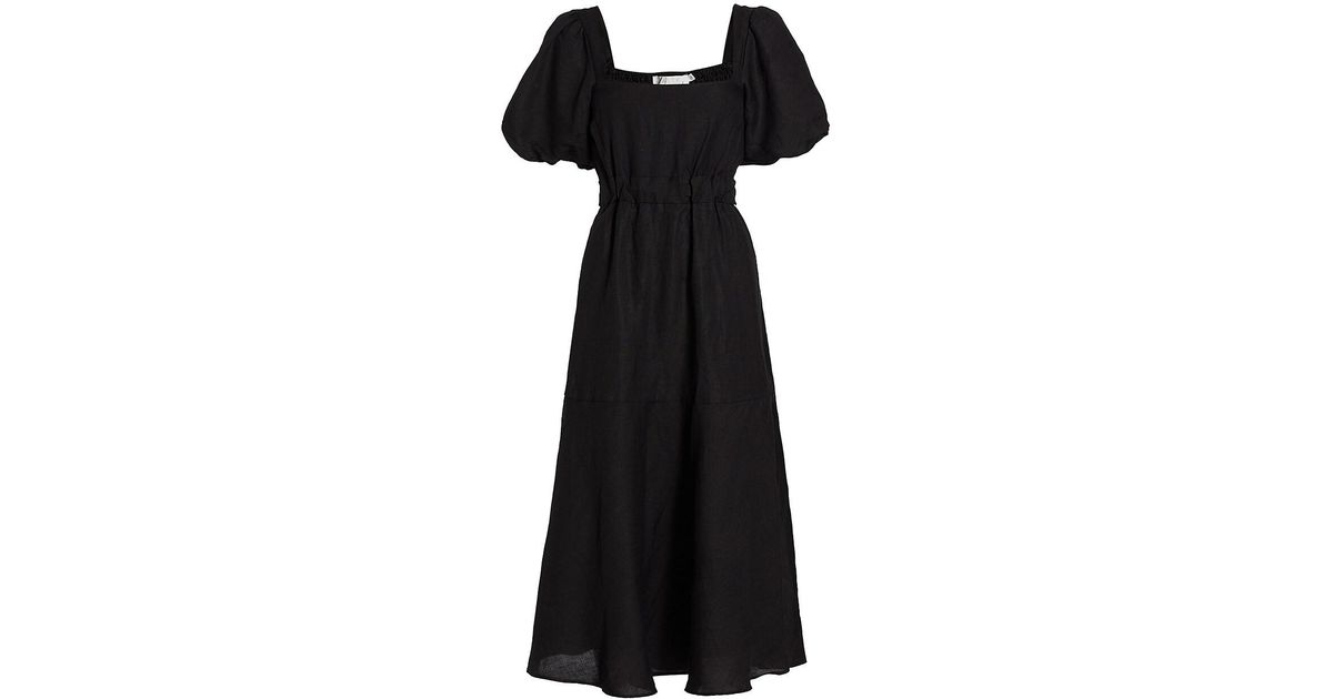 Astr Angeles Linen-blend Dress in Black | Lyst