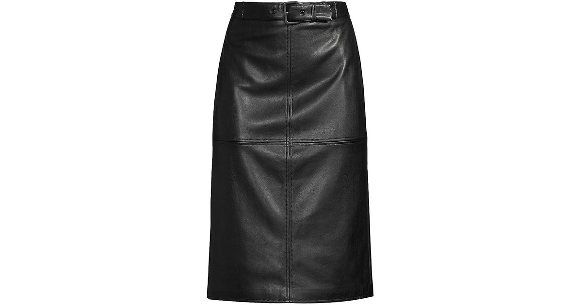 Elie Tahari Vegan Leather Midiskirt in Black Lyst