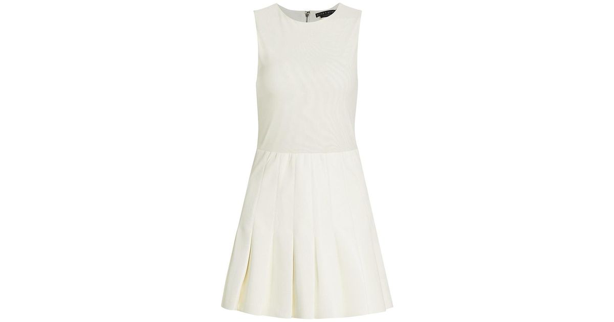 Alice + Olivia Chara Vegan Leather Fit-&-flare Dress in White | Lyst