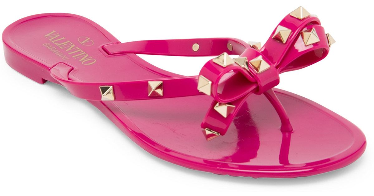 Valentino Rockstud Sandals in Fuschia (Pink) - Lyst