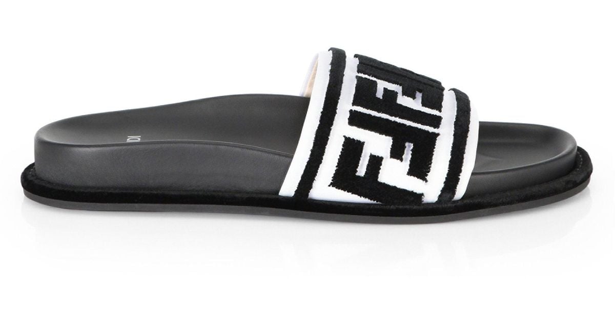 fendi logo pool slides