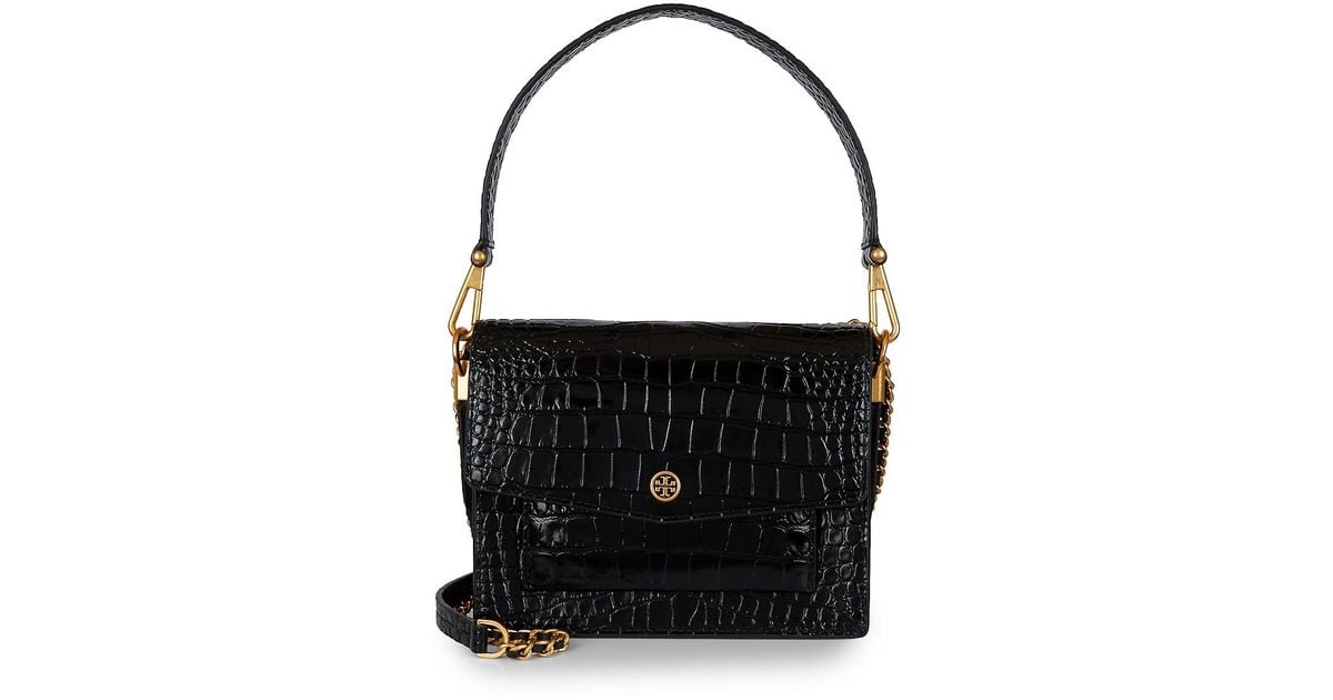Tory Burch Robinson Croc-embossed Double-strap Convertible Shoulder Bag ...