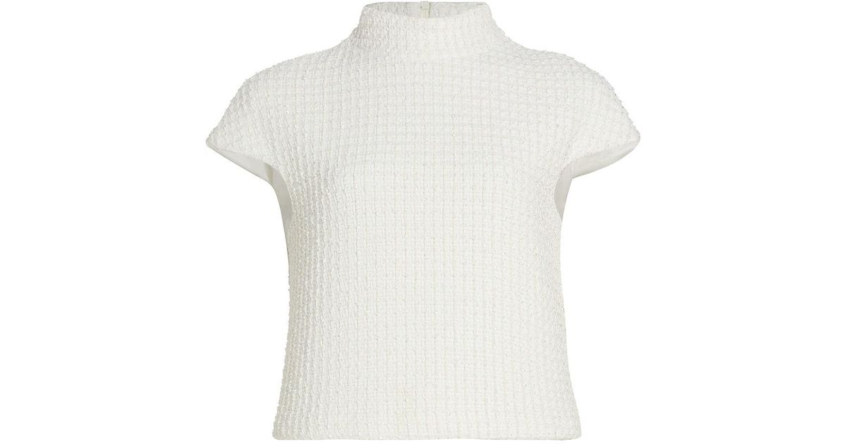 Piazza Sempione Tweed Cap-sleeve Top in White | Lyst