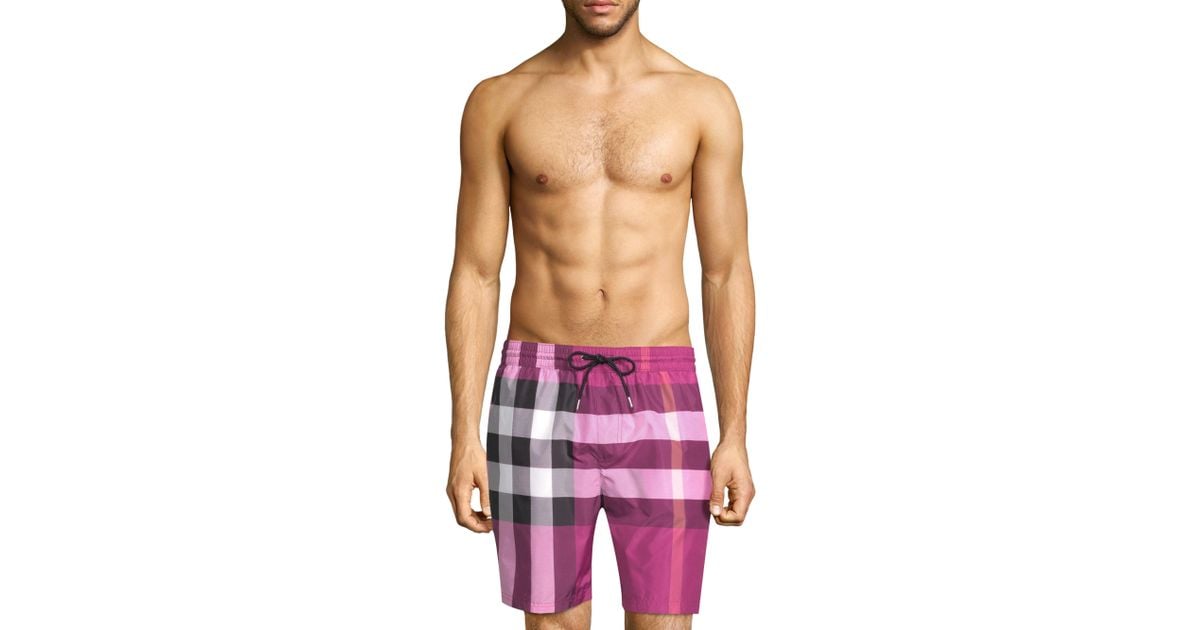 Red Burberry Swim Trunks - Lyst - Burberry Two Tonal Checked Swim Trunks in White for Men : Free express shipping · new arrivals weekly · secure & easy checkout