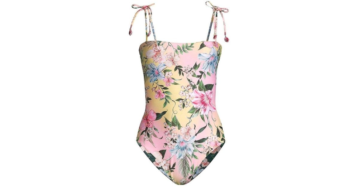 Agua Bendita Kailan Reversible Floral One-piece Swimsuit in White | Lyst