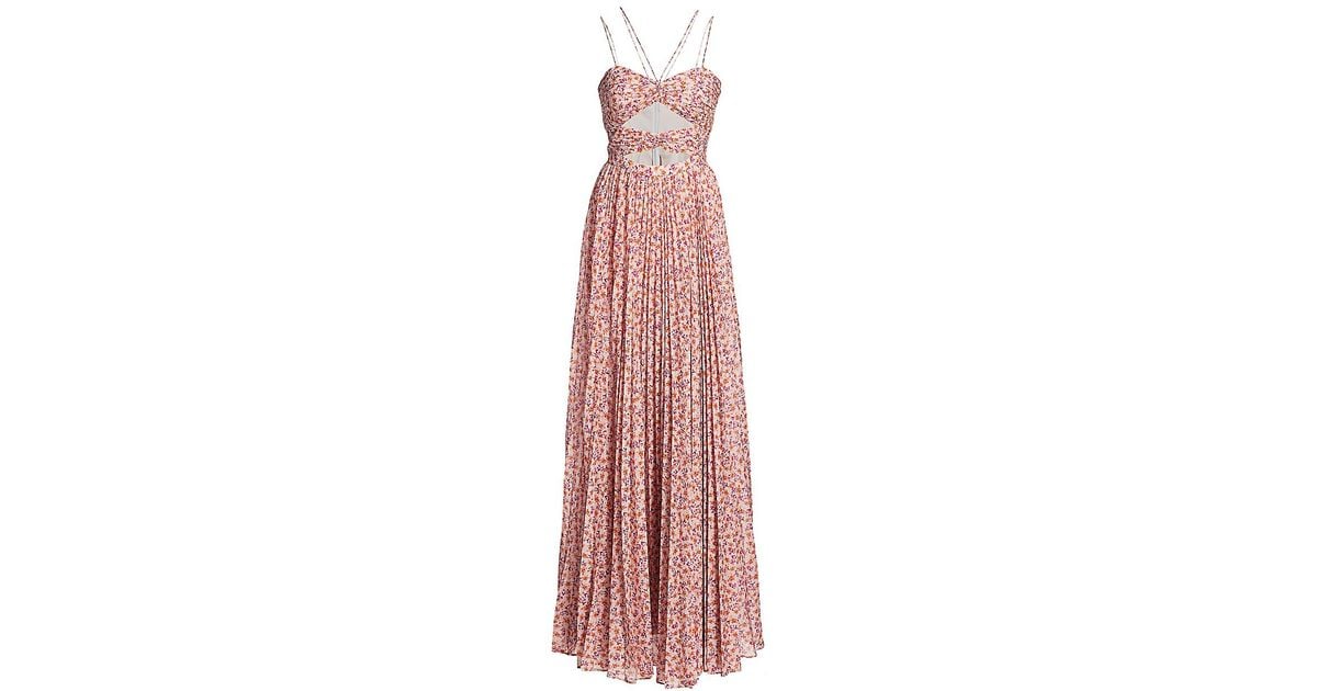 Lana Cutout Bodice Pleated Maxi Gown 