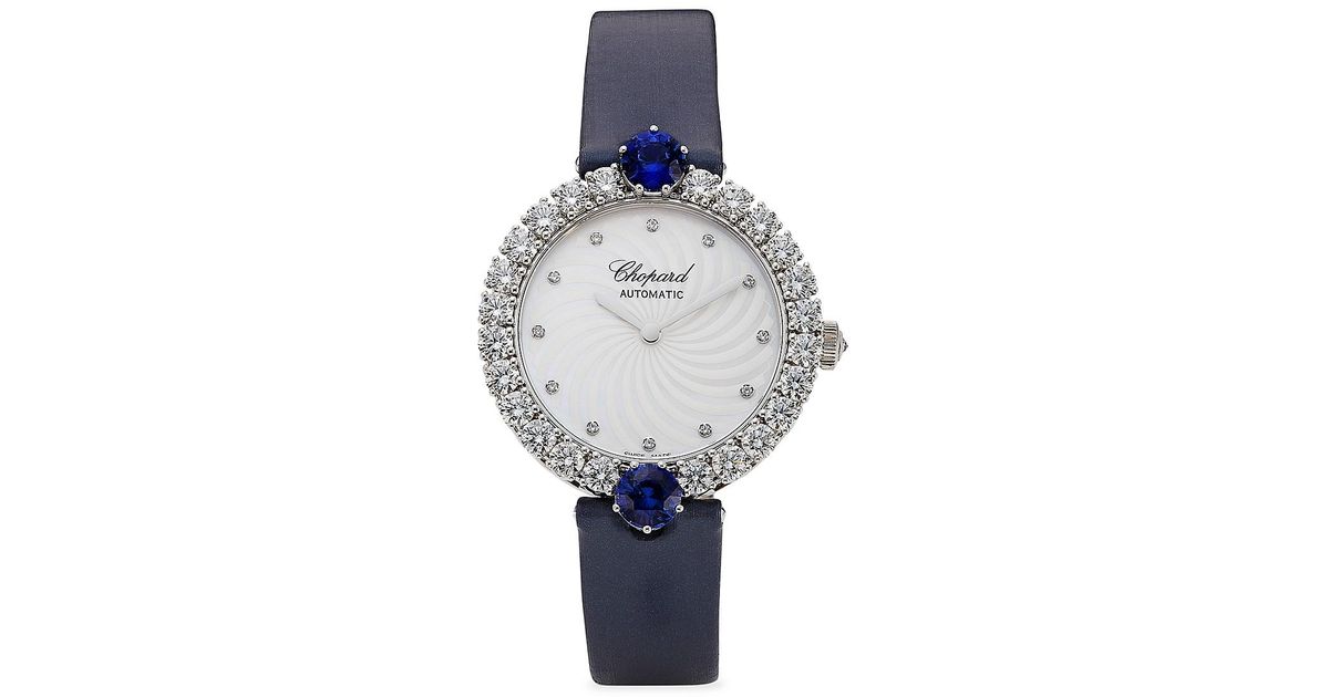 Chopard L'heure Du Diamant 18k White Gold, 4.02 Tcw Diamond & Blue Sapphire Watch Lyst Chopard L'heure Du Diamant 18k White Gold, 4.02 Tcw Diamond & Blue Sapphire Watch Lyst