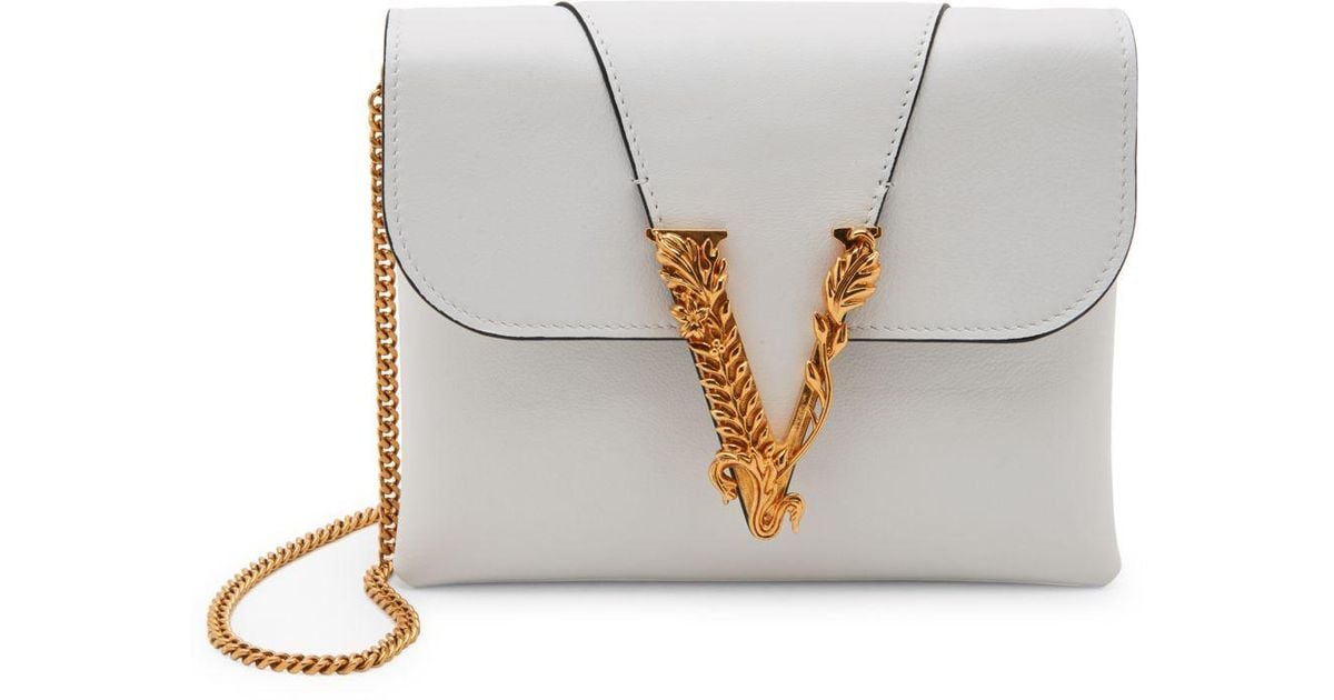 Versace Virtus Leather Crossbody Bag in White Lyst