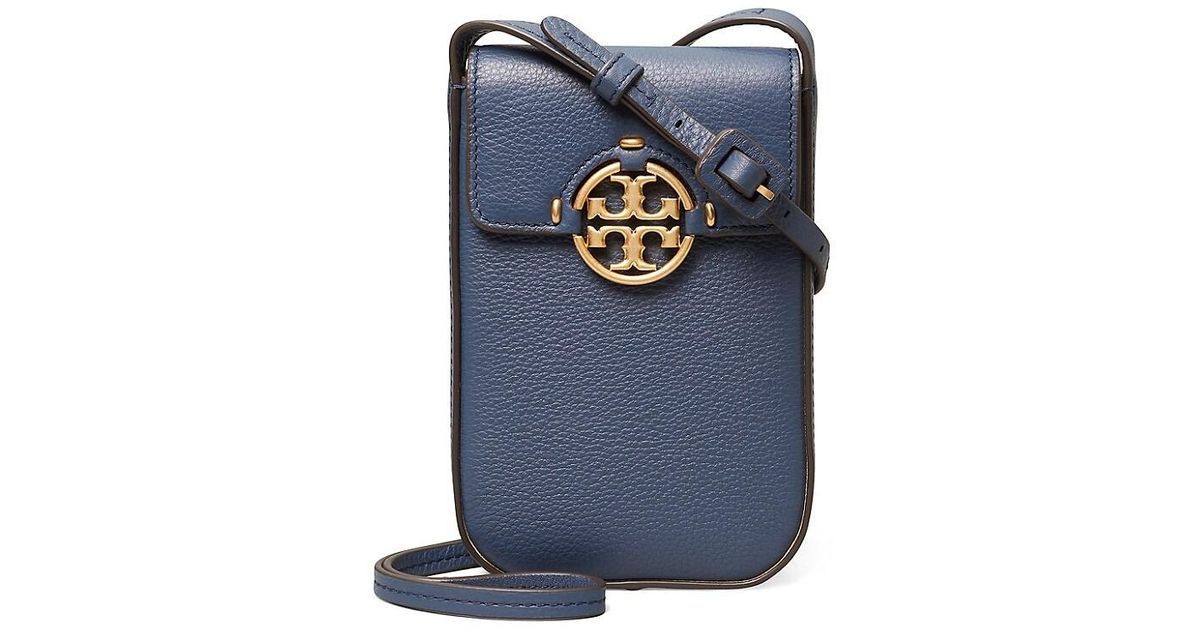 Tory Burch Miller Leather Phone Crossbody Bag in Blue Lyst