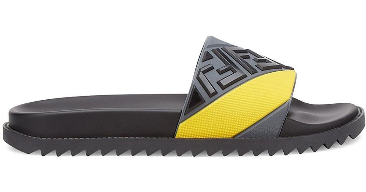 fendi diagonal logo pool slides