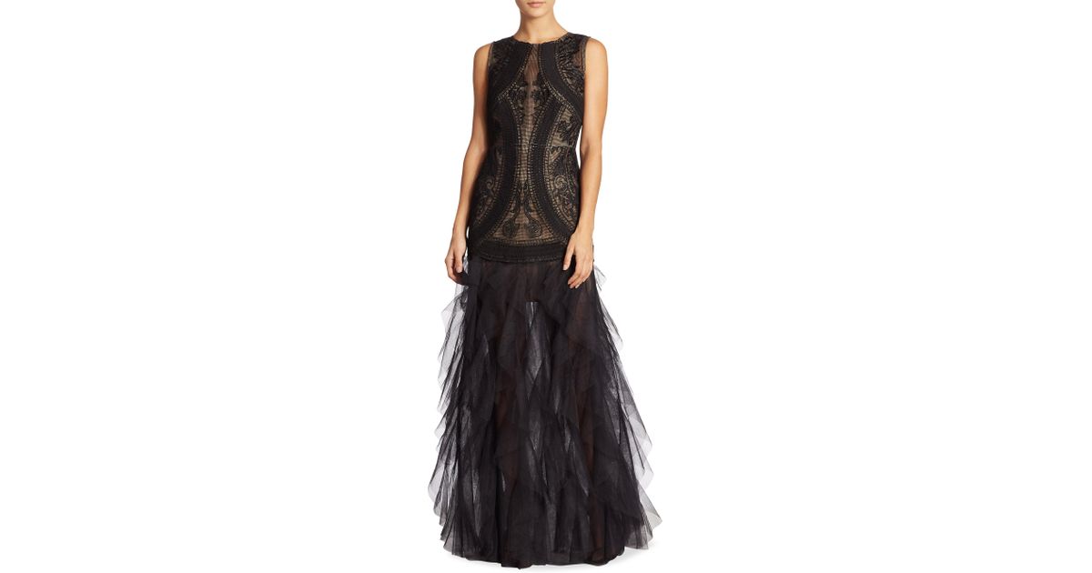 bcbgmaxazria tulle corset essential gown in black $498 from bloomingdales