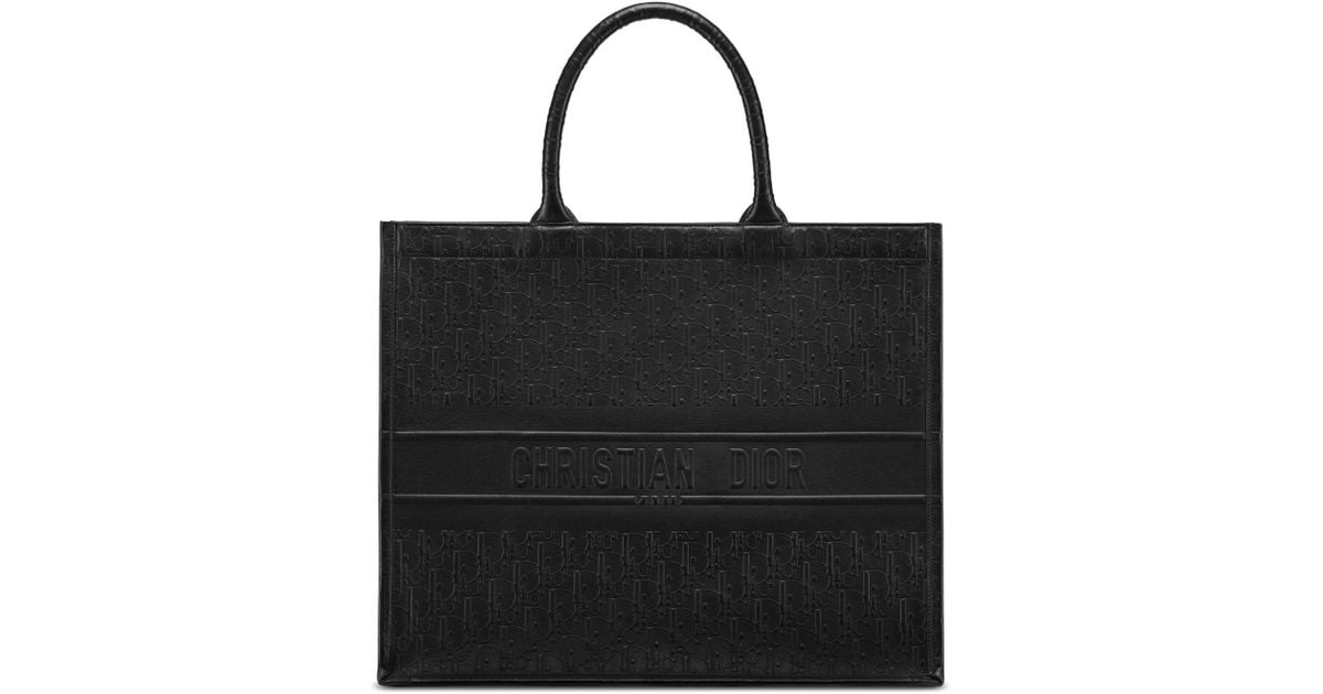 Dior Oblique Embossed Leather Book Tote in Black - Lyst