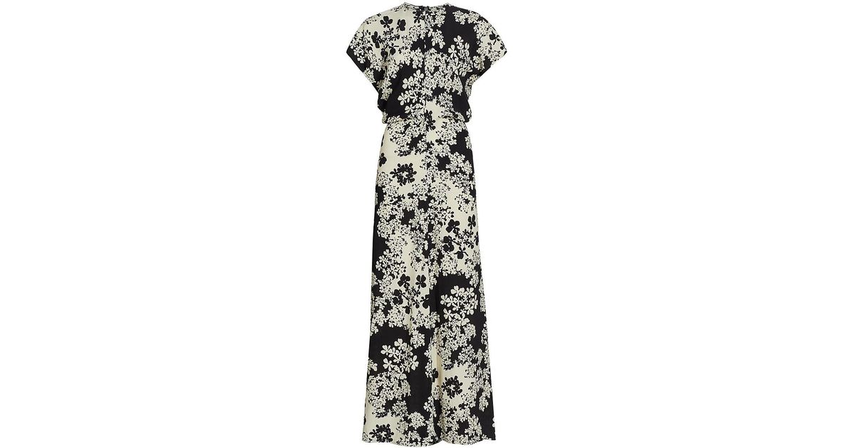 Totême Floral Slouch Waist Maxi Dress in White | Lyst